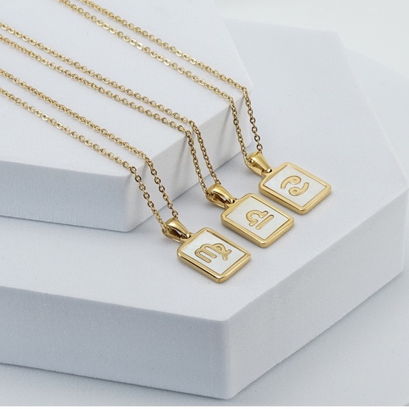 18K Gold Plated Mother Pearl Zodiac Necklace NWT - Picture 3 of 16